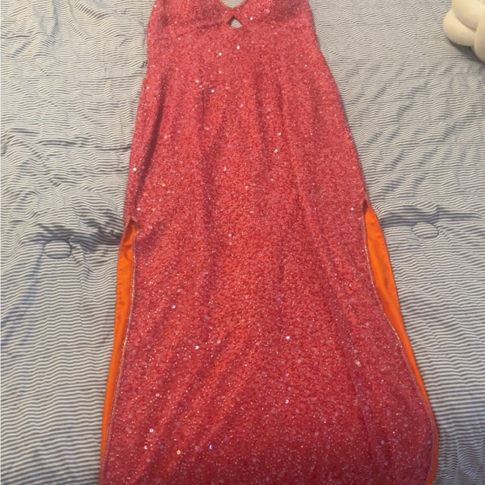 Scala Pink Sequin Dress with Orange Accents